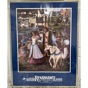 S. Hughes Vintage Texas Renaissance Festival Poster 1996 Signed